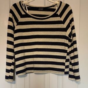 Sparkle & Fade Charcoal Gray and Cream Striped Top